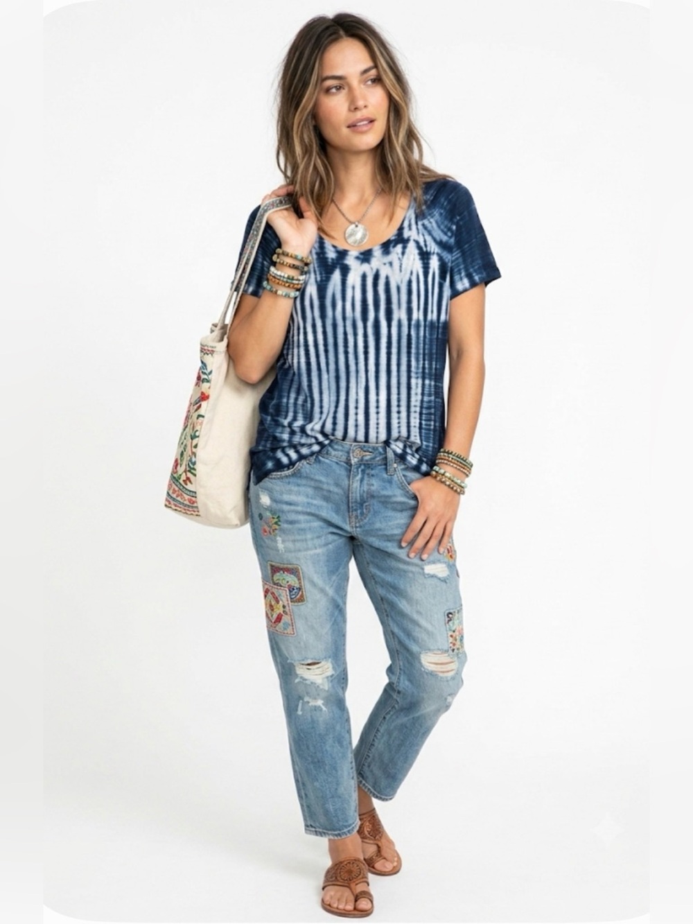Johnny Was Amanda Bond Indigo Tie-Dye Tee